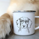 Bulldog Enamel Mug - Funny Glasses Design for Dog Lovers