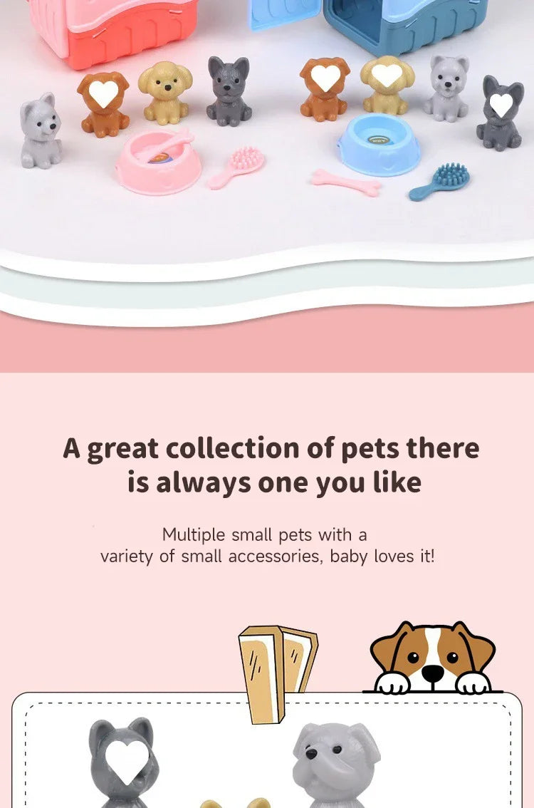 Pet Family Pretend Play Set - Mini House & Dolls