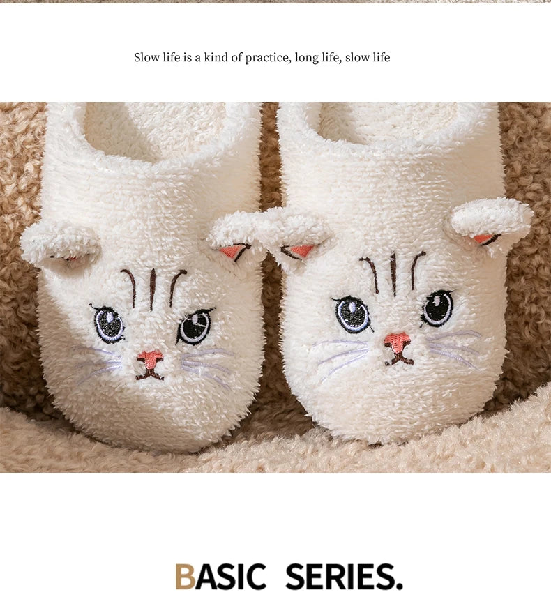 Cartoon Cat Winter Plush Slippers