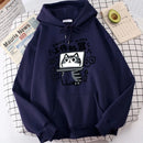 Abstract Cat Work Machine Sweatshirt - 2025 Cartoon Comfort Pullover