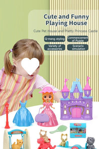 Pet Family Pretend Play Set - Mini House & Dolls