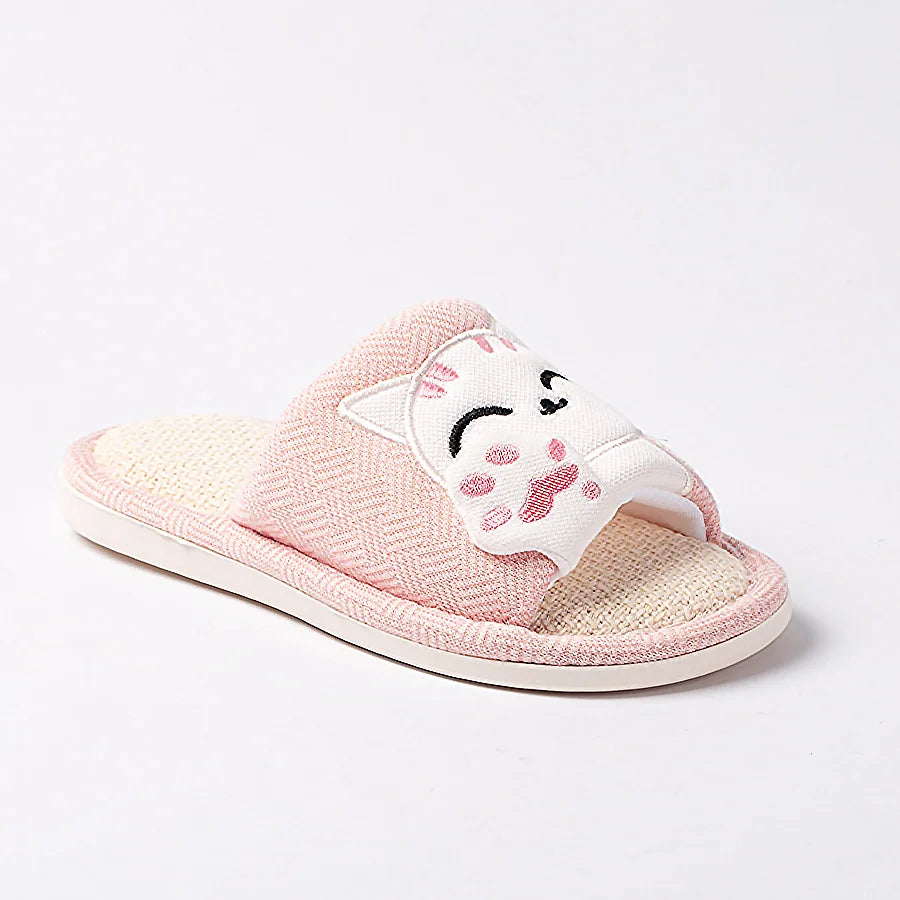 Cat Platform Linen Slippers