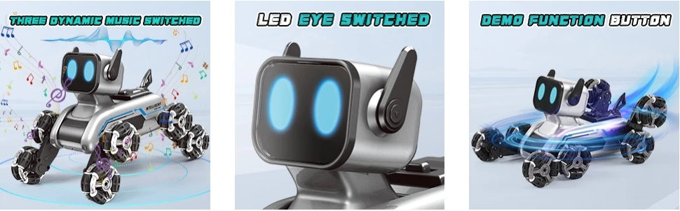 Remote Control Robot Dog | Gesture Sensing,Stunt Rc Cars, Interactive Pocket Emo Robot,Cool Lighting & Music by Tail chasers