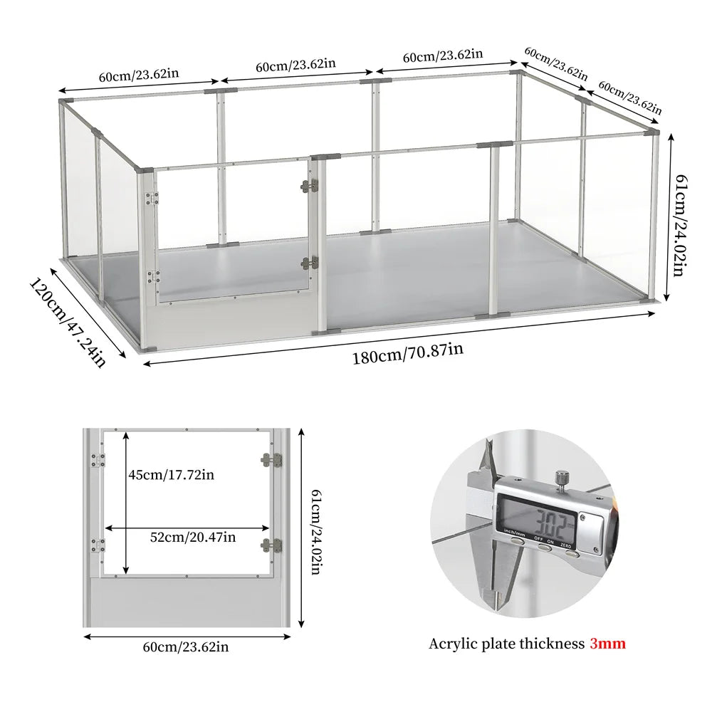 Premium Acrylic Dog Playpen - Extra Large 10-Panel Pet Enclosure