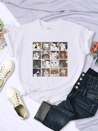 Animal Dog Cat Harajuku T-Shirt - Trendy Summer Sport Style Women's Top