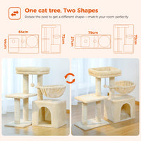 Multi-Level Cat Activity Tree with Scratching Posts & Hammock