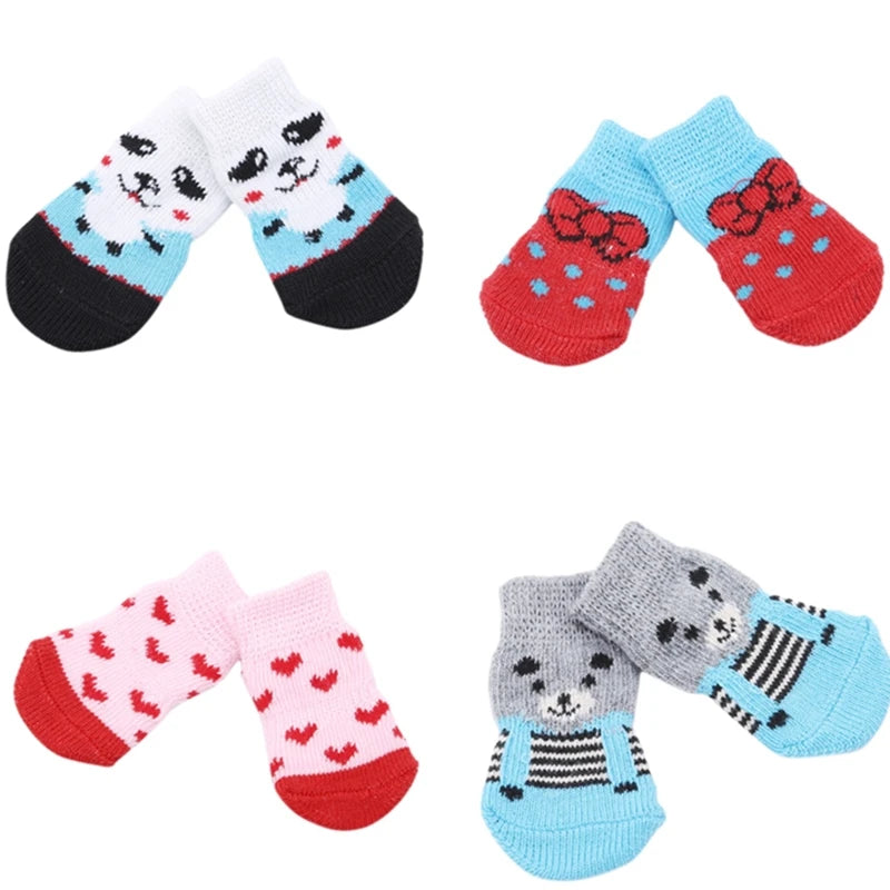 Pet Knit Sock Slippers - 4-Piece