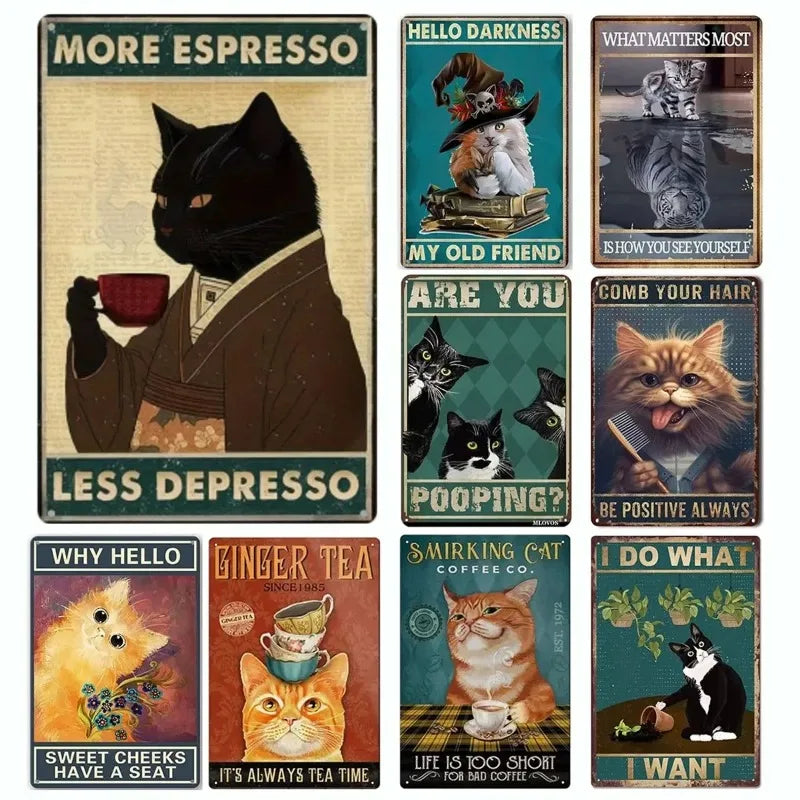 Funny Coffee Cat Sign