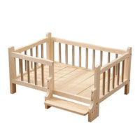 Premium Solid Wood Pet Bed - All-Season Removable Cushion for Dogs & Cats