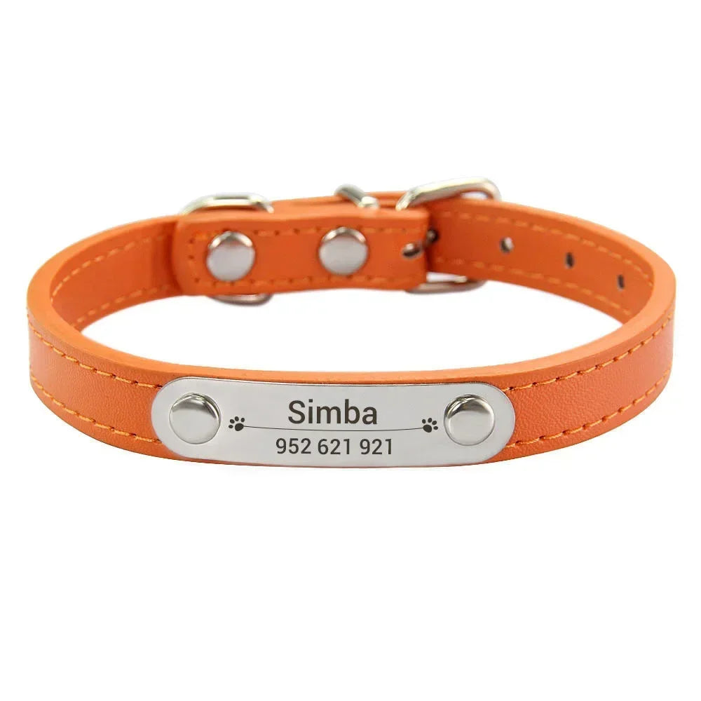 Personalized Engraved Leather Dog Collar