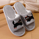 Cartoon Cat Open-Toe Plush Slippers
