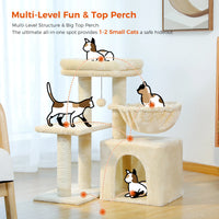 Multi-Level Cat Activity Tree with Scratching Posts & Hammock