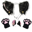 Cat Ear Cosplay Costume Set - Anime Headband & Claw Gloves with Bell