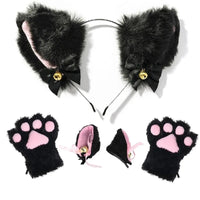 Cat Ear Cosplay Costume Set - Anime Headband & Claw Gloves with Bell