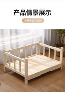 Premium Solid Wood Pet Bed - All-Season Removable Cushion for Dogs & Cats