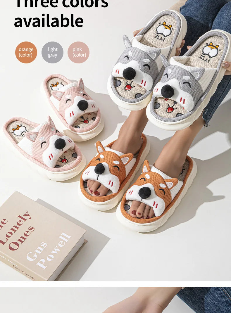 Designer Linen Platform Dog Slippers