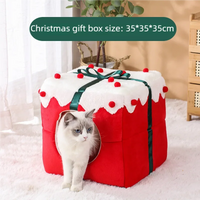 Christmas Gift Box Sleeping House for Festive Pets