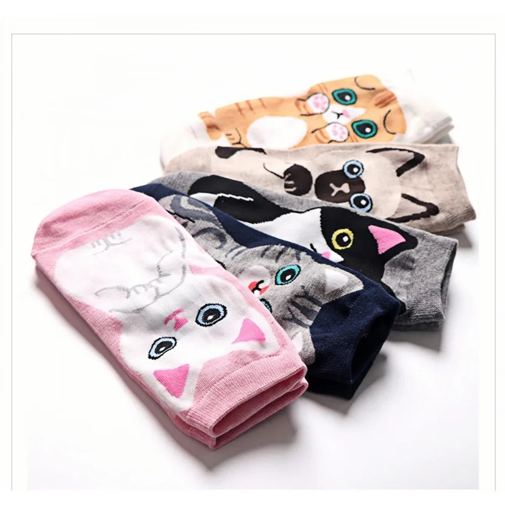 Playful Cat Cartoon Socks