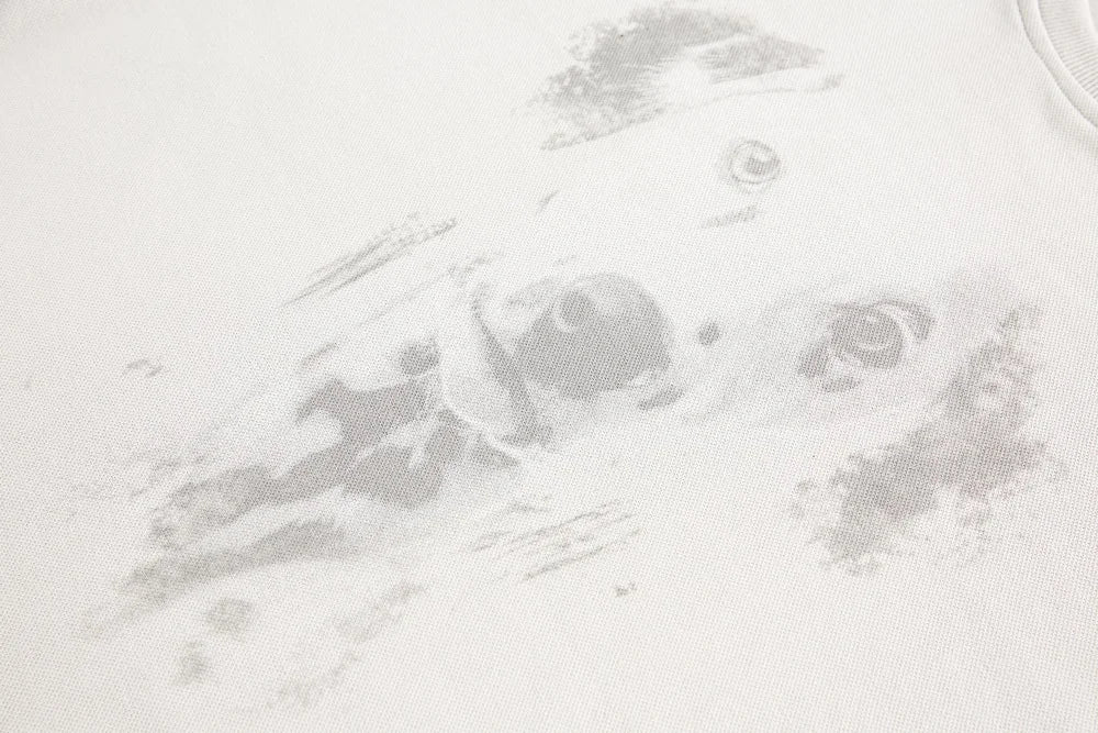 Dog Print Fake Two-Piece Men's Sweatshirt - Retro Patchwork Crew Neck