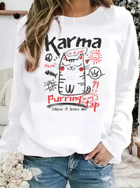 Adorable Cat Graphic Autumn Winter Sweatshirt - Unisex Cotton Fashion Trend