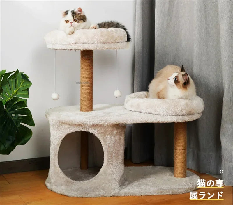 Three-Layer Cat Tree House - Multi-Level Scratching & Activity Center