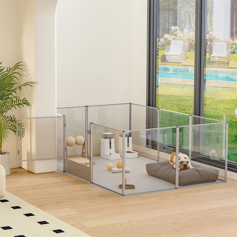 Premium Acrylic Dog Playpen - Extra Large 10-Panel Pet Enclosure