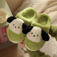 Women's Winter Cartoon Dog Plush Slippers