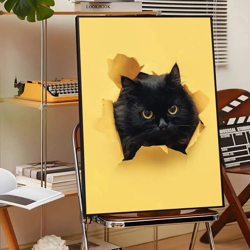 Cute Cats & Dogs Wall Art Poster - Waterproof