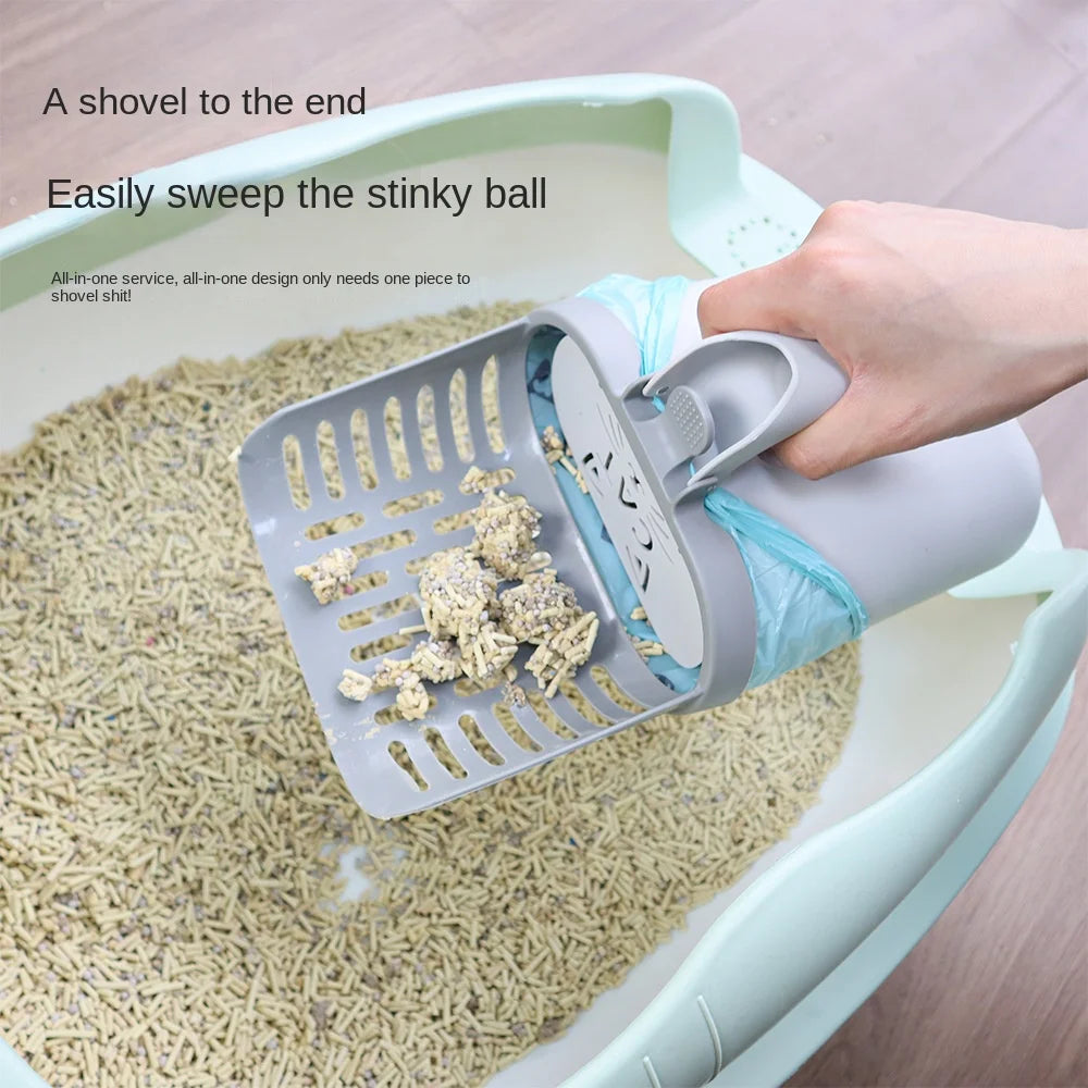 Widen Cat Litter Shovel Self-cleaning Scoop with Refill Bags Large Kitty Litter Box Garbage Picker Waste Bin System Pet Supplies