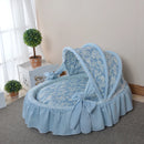 Luxury Round Pet Bed with Lace Trim - Washable Dog Bed