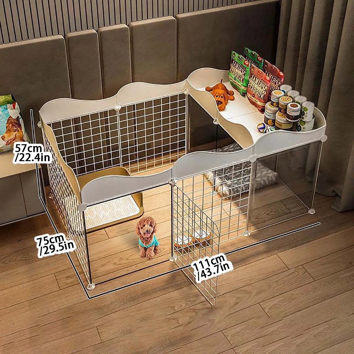 Pet dog enclosure Home House kennel Indoor small dog Teddy fence isolation door with toilet area dog cage