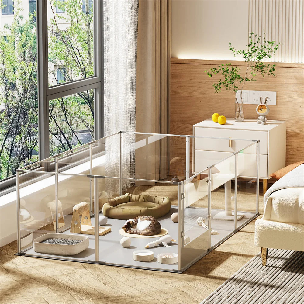 Premium Acrylic Dog Playpen - Extra Large 10-Panel Pet Enclosure