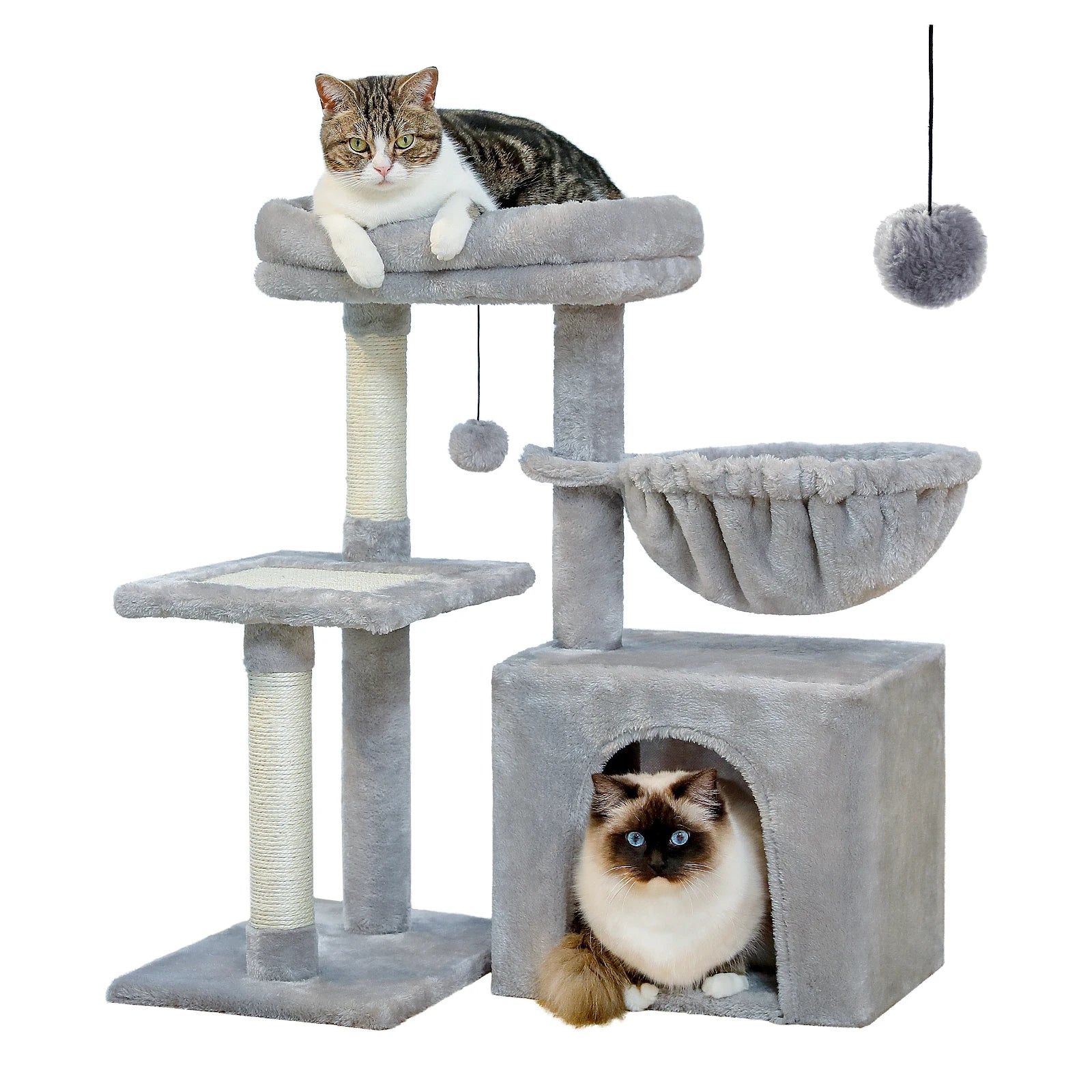 Multi-Level Cat Activity Tree with Scratching Posts & Hammock
