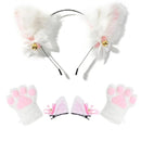 Cat Ear Cosplay Costume Set - Anime Headband & Claw Gloves with Bell