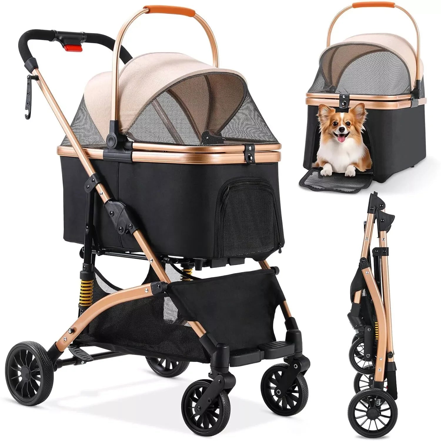 4-Wheel Detachable Pet Travel Stroller
