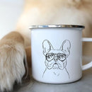 Bulldog Enamel Mug - Funny Glasses Design for Dog Lovers