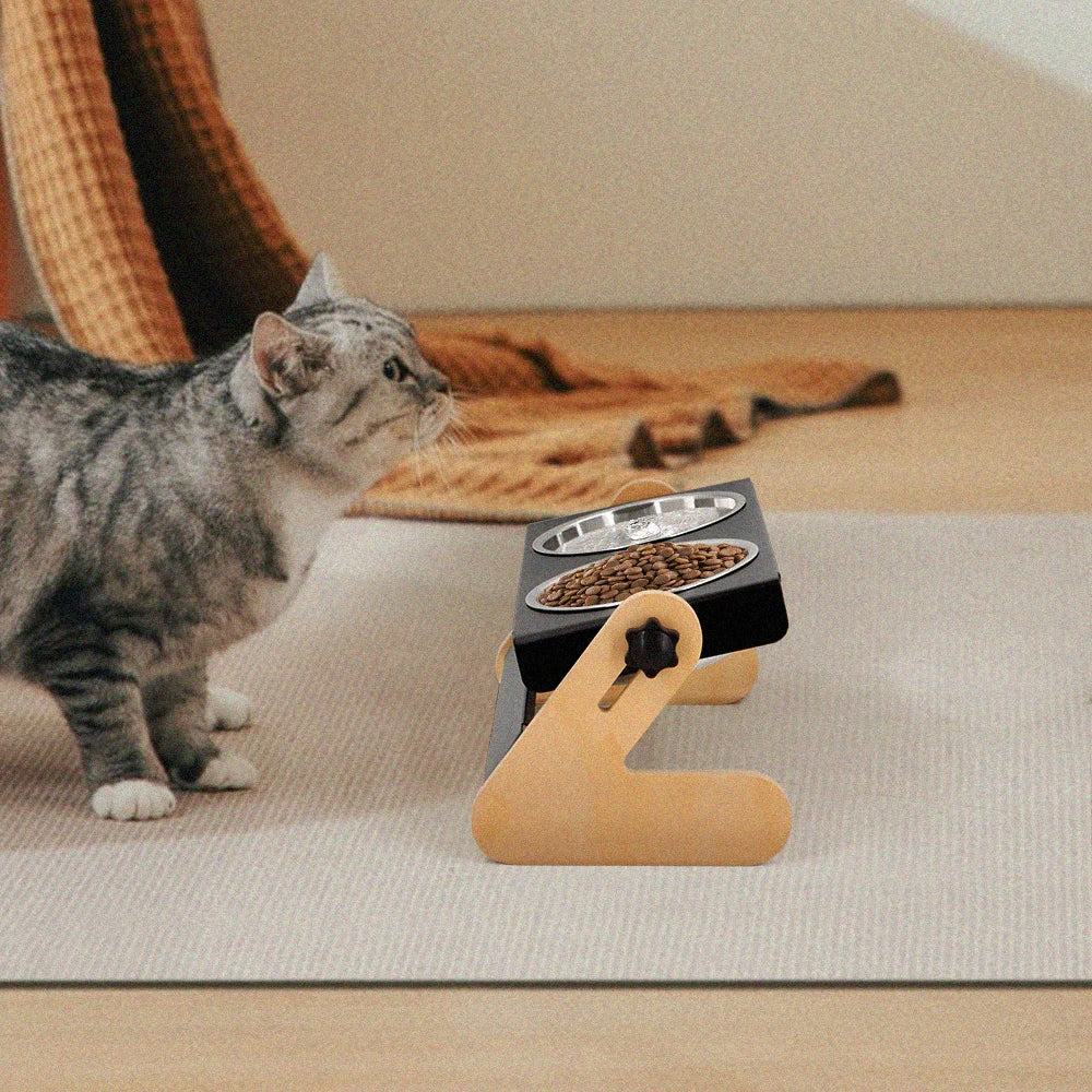 Rustic Wood Dog Bowl Stand