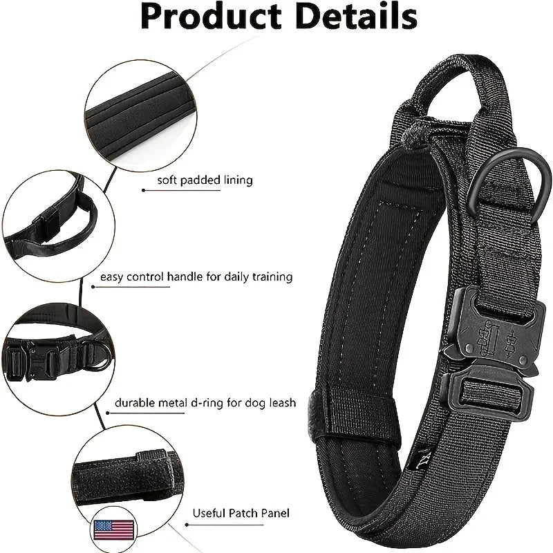 Tactical Dog Collar, Pet Dog Collar, Military Dog Collar Adjustable Dog Training Collar With Quick-release Buckle by Tail chasers
