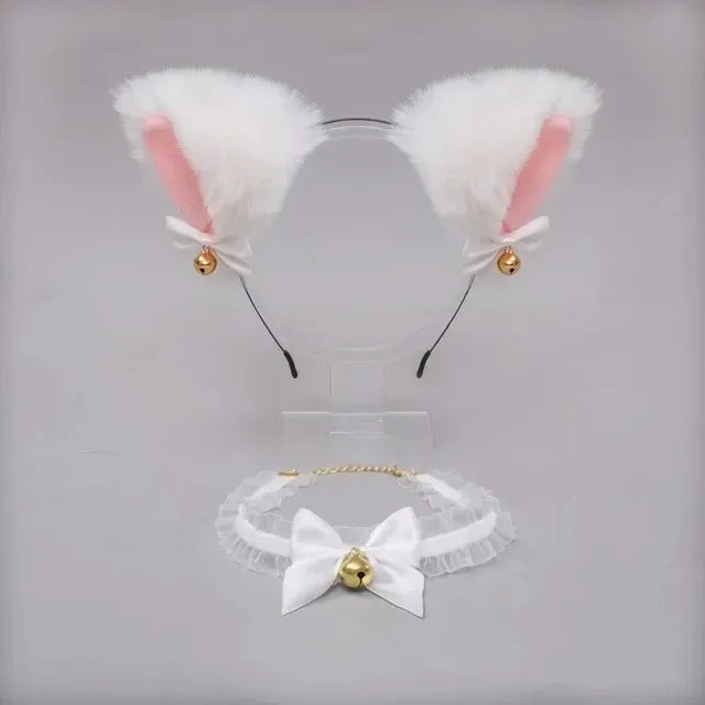Cat Ear Cosplay Costume Set - Anime Headband & Claw Gloves with Bell
