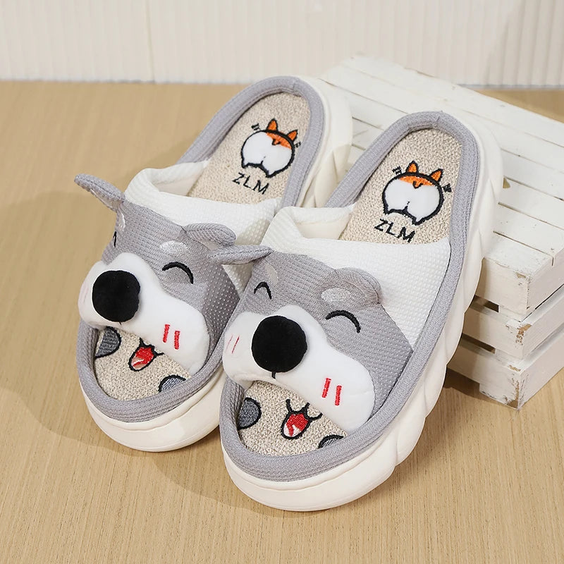 Designer Linen Platform Dog Slippers