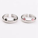 Cat Ear Paw Print Ring - Adjustable Pearl Hollow Heart Design