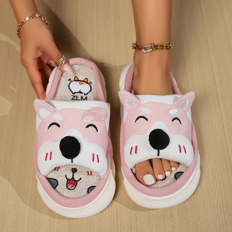 Designer Linen Platform Dog Slippers