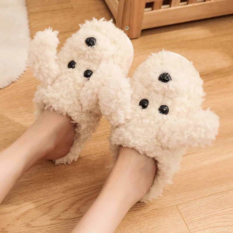 Dog Couple Slippers - Furry Winter