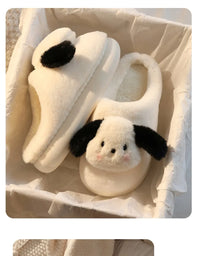Women's Winter Cartoon Dog Plush Slippers