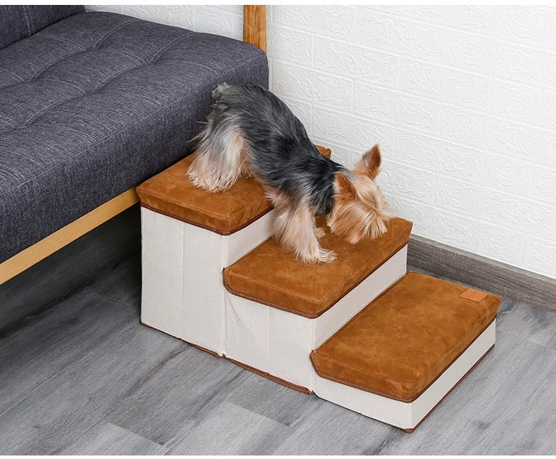 Foldable Pet Climbing Ladder - Anti-Slip Dog Stairs with Storage