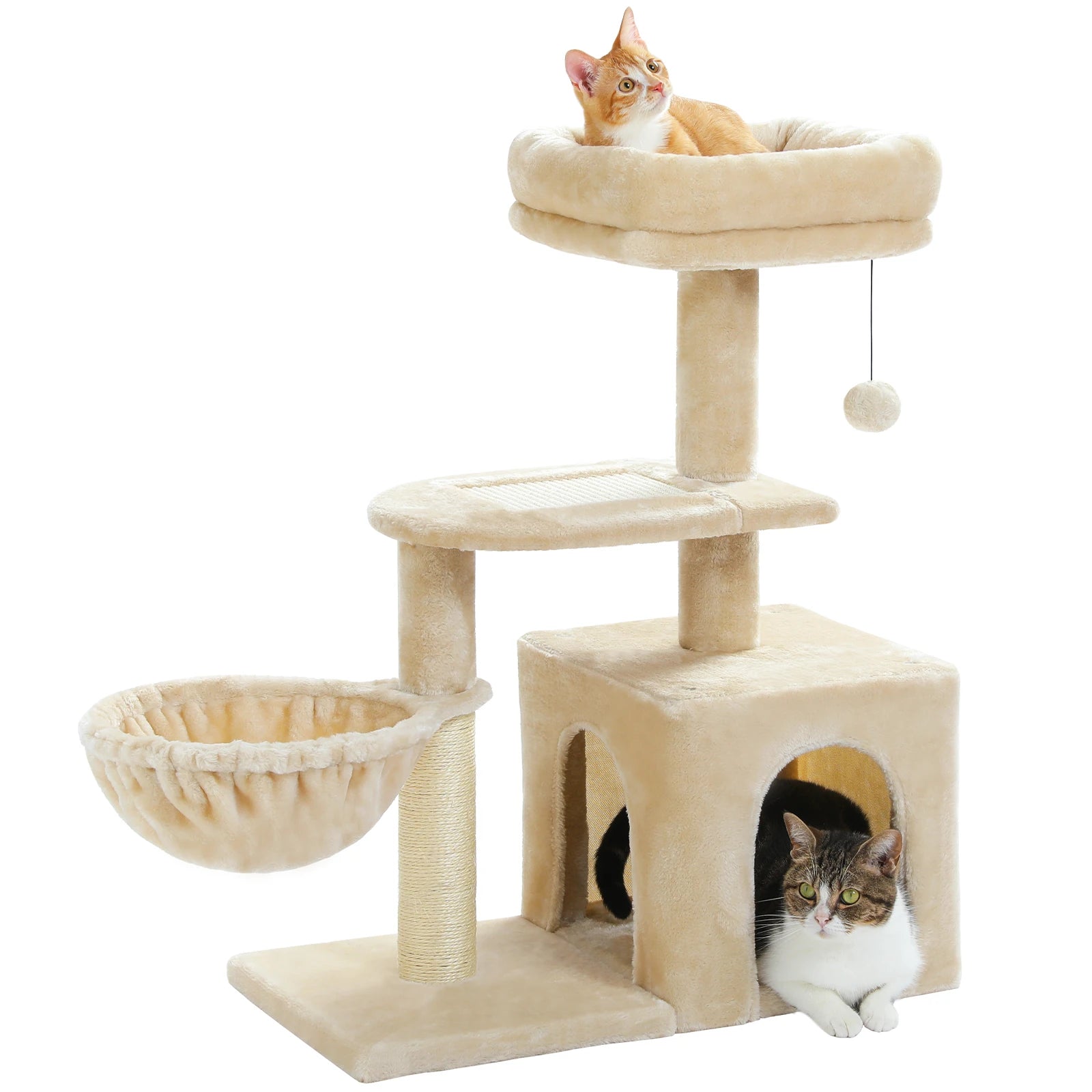 Multi-Level Cat Activity Tree with Scratching Posts & Hammock