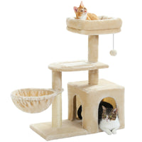 Multi-Level Cat Activity Tree with Scratching Posts & Hammock
