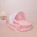 Luxury Round Pet Bed with Lace Trim - Washable Dog Bed