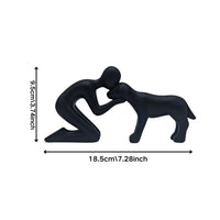 Dog & Owner Resin Statue - Heartwarming Family Bond Desk Art