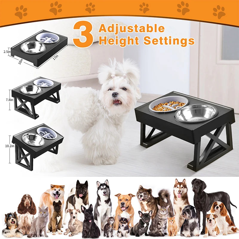 Adjustable Height Elevated Dog Bowls